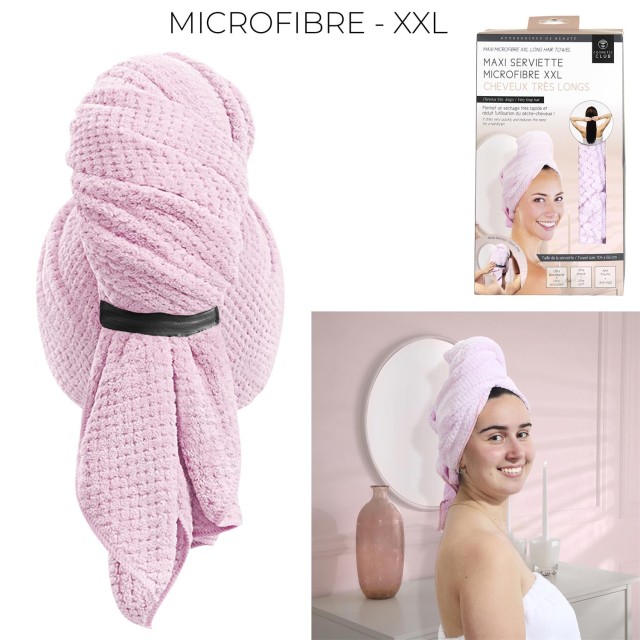 COSMETIC CLUB Πετσέτα Μικροϊνών XXL για Μακριά Μαλλιά, Απορροφητική...