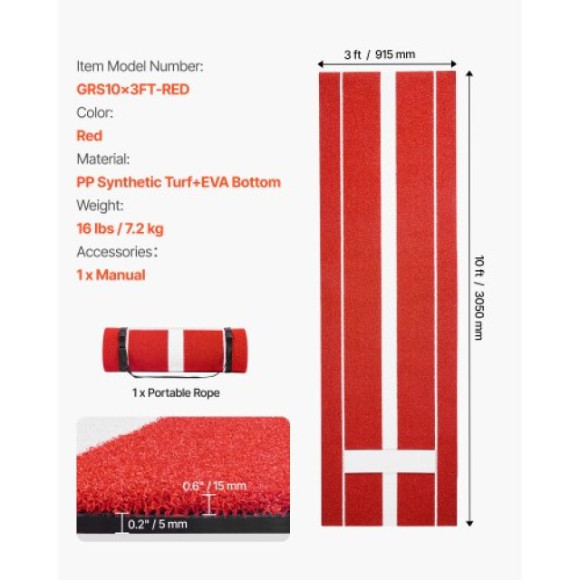 VEVOR 305x92cm Χαλάκι Ρίψης Σόφτμπολ Βάση Ρίψης Μπέιζμπολ για Εσωτε...