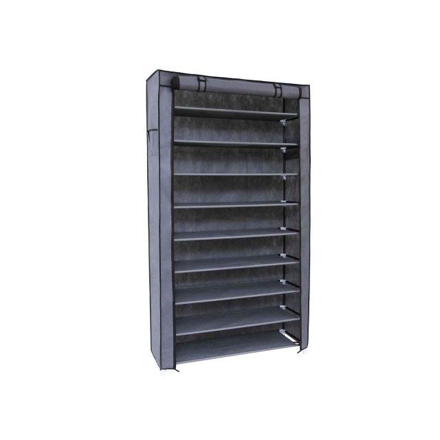 SONGMICS Υφασμάτινη Παπουτσοθήκη 10 Επιπέδων 88 x 28 x 160 cm, Γκρι...
