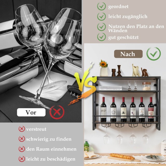 Costway Μεταλλική Ραφιέρα Κρασιού Με Γυαλοθήκη σε Βιομηχανικό Σχεδι...