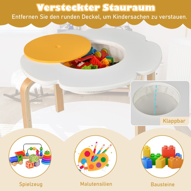 Costway Παιδικό Σετ Τραπεζαρία 5 Τεμαχίων σε Σχήμα Λουλουδιού με Απ...