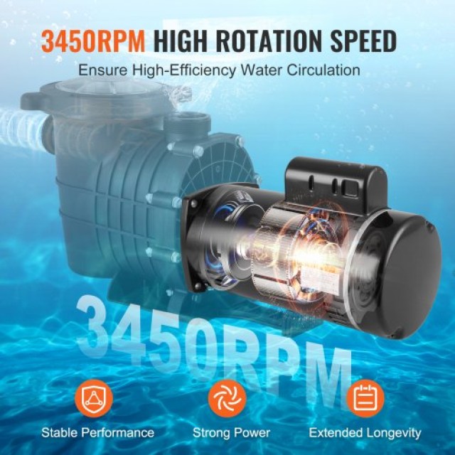 VEVOR Αντλία Πισίνας 2HP 230V 3450RPM  YCBDJ2HP56Y2APAN8V9