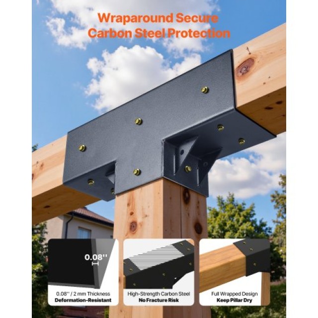 VEVOR Σετ Βραχιολιών Περγκολας 3-Way για Ξυλεία 3.5x3.5 (4 τεμ.) LP...