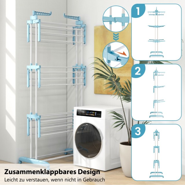 Costway Πτυσσόμενη Απλώστρα Ρούχων 4 Επιπέδων 127 x 63 x 171 cm με ... Costway Πτυσσόμενη Απλώστρα Ρούχων 4 Επιπέδων 127 x 63 x 171 cm με ...