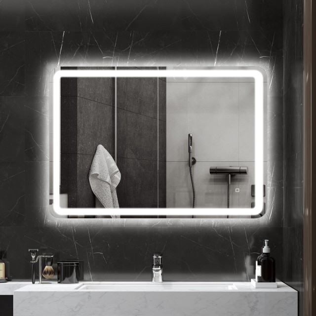 HOMCOM Καθρέφτης Μπάνιου LED 70x100cm με Touch και Αντιθαμβωτική Λε...