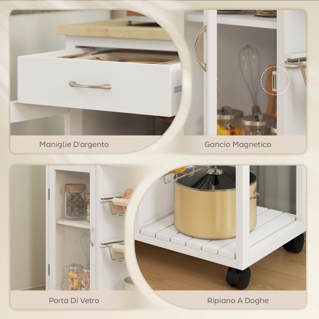 HOMCOM Καρότσι Κουζίνας από Μπαμπού με 2 Συρτάρια, Ντουλάπι, Ράφι κ... HOMCOM Καρότσι Κουζίνας από Μπαμπού με 2 Συρτάρια, Ντουλάπι, Ράφι κ...