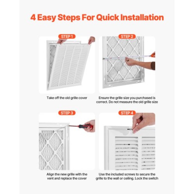 VEVOR Γρίλια Επιστροφής Αέρα με Φίλτρο για Άνοιγμα Αγωγού 20x20 Ίντ...