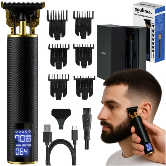 Κουρευτική Μηχανή & Τρίμερ με 3 Ταχύτητες και LCD Οθόνη Μαύρο/Χρυσό...