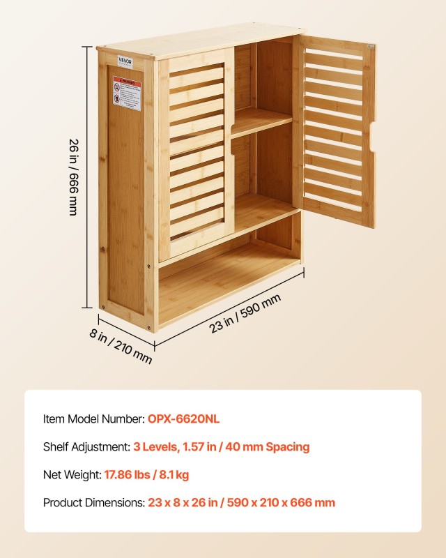 VEVOR Κρεμαστό Ντουλάπι Μπάνιου, 2 Πόρτες, Ρυθμιζόμενο Ράφι, Διαστά... VEVOR Κρεμαστό Ντουλάπι Μπάνιου, 2 Πόρτες, Ρυθμιζόμενο Ράφι, Διαστά...