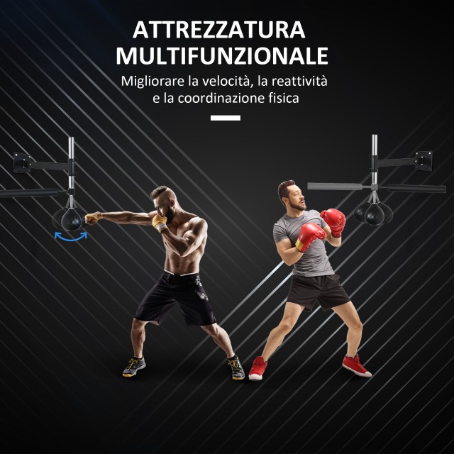 HOMCOM Επιτοίχια τσάντα ταχύτητας για πυγμαχία και MMA με ρυθμιζόμε...