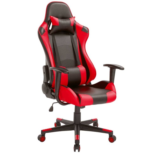 BAKAJI  Καρέκλα Πολυθρόνα Gaming Γραφείου Σπιτιού Ανακλινόμενη Περιστρεφόμενη Διευθυντική Κόκκινη  02830558