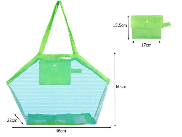 Αναδιπλούμενη Τσάντα Παραλίας Δίχτυ XXL 46 x 60 x 22 cm Πράσινο 5907451333549 Verk Group
