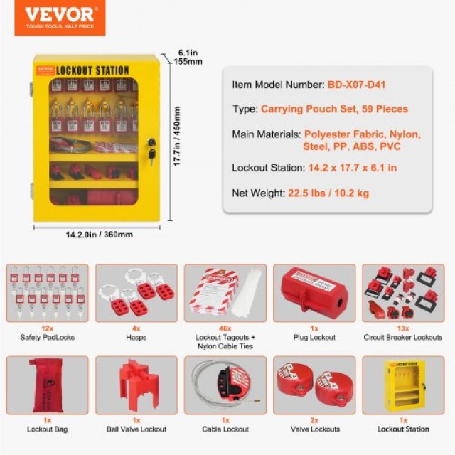 VEVOR  Σετ Ασφαλείας Κλειδώματος/Ετικέτας 59 Τεμ. με Λουκέτα, Ασφάλ...