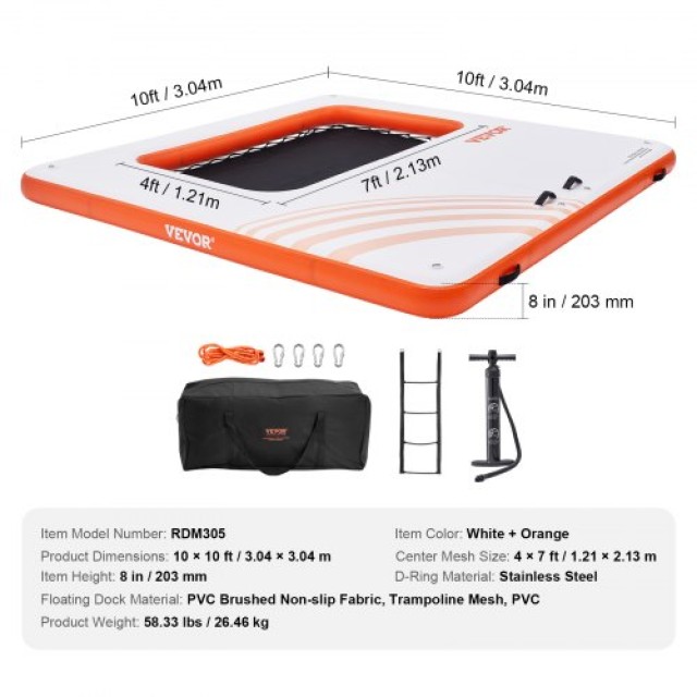 Φουσκωτή Πλατφόρμα VEVOR 10x10FT με Τραμπολίνο 4x7FT και Σκάλα  CQF...