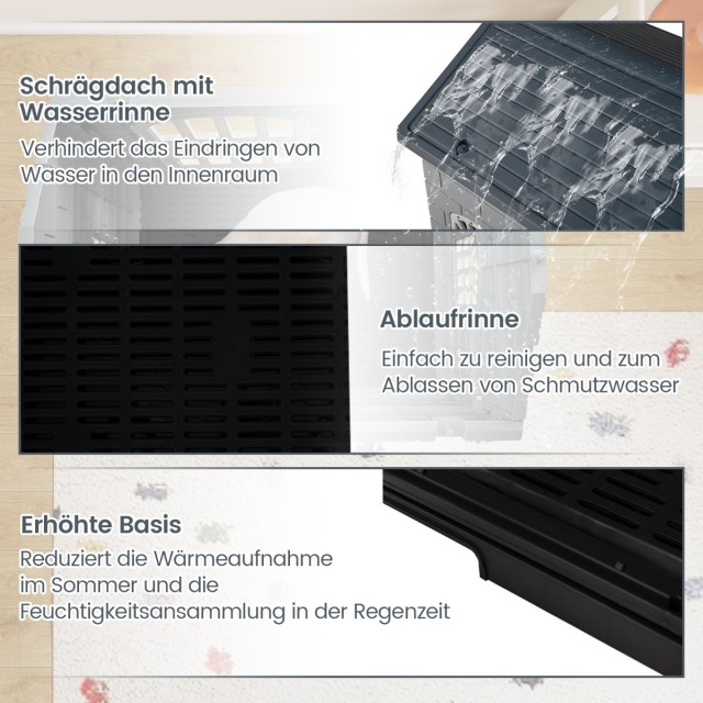 Costway Εξωτερικός Σκύλος Σπίτι με Πόρτα & 3 Παράθυρα & Αφαιρούμενο...