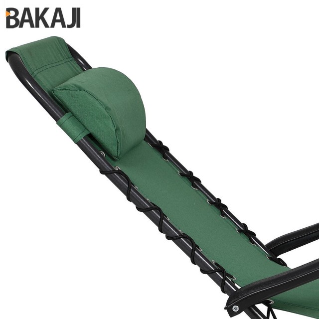 BAKAJI  Καρέκλα Κήπου Πολυθρόνα Χαλάρωσης Πτυσσόμενη Μηδενικής Βαρύτητας Ατσάλι Οξφόρδη Πράσινο  02830487