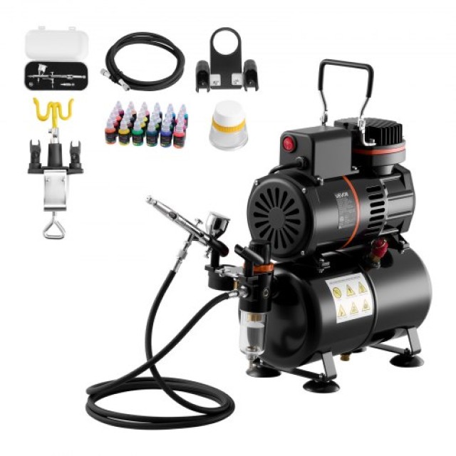 VEVOR Σετ Αερογράφου με Αεροσυμπιεστή 1/6 HP και Δεξαμενή JCBTZ2G1O...