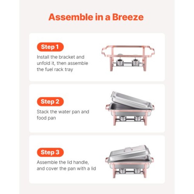 VEVOR 8 Qt 2 Pack Rectangle Chafing Dish Set ZFXBXGSTGK2JJ8OR8V0