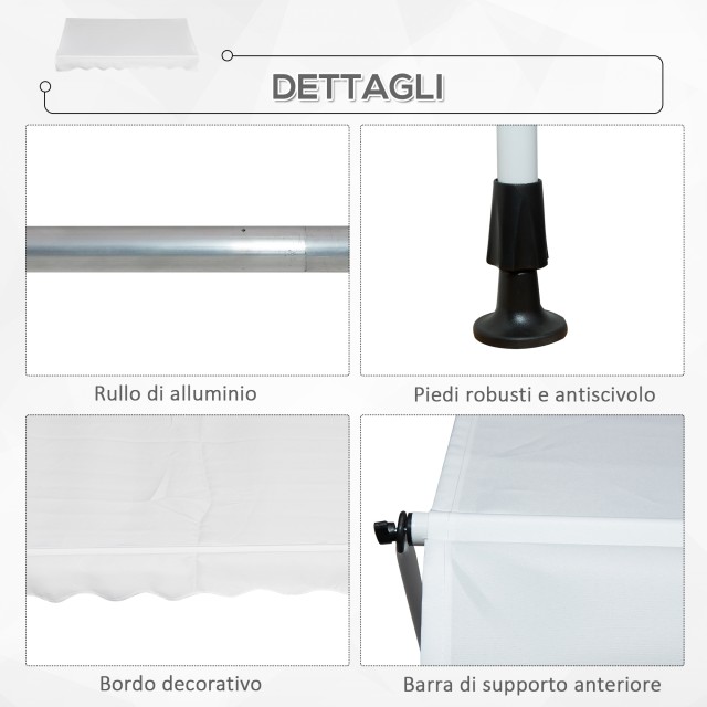 Outsunny Outdoor Roller Τέντα με μανιβέλα, ρυθμιζόμενο ύψος και γωνία, 200x150cm 840-182WT