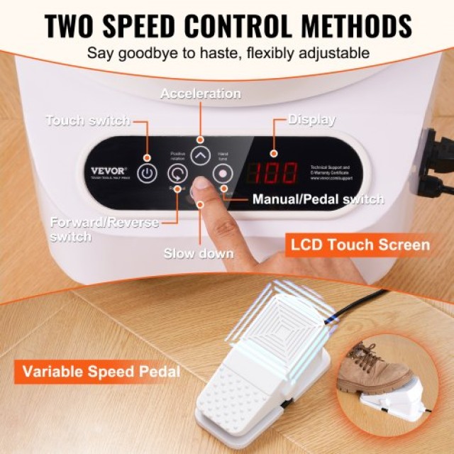 Κεραμικός Τροχός VEVOR 11 με Πεντάλ & Οθόνη Αφής 450W Λευκός  ZQLPJSJS11YCDNPP1V2