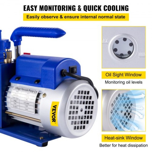 VEVOR Αντλία Κενού Μονού Σταδίου 7CFM 1/2HP HVAC  7CFM1-2HPZKB00001V2
