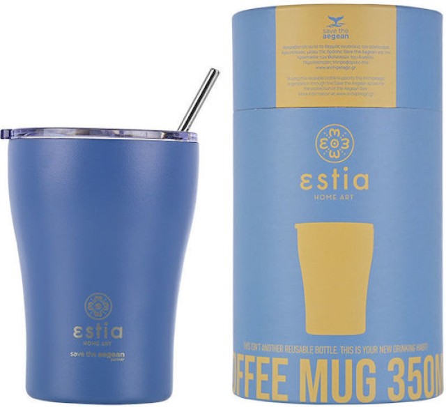 ESTIA Θερμική Κούπα Καφέ 350ml Save the Aegean Τζιν Μπλε 01-12182