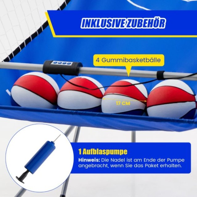 Μπασκέτα Arcade 8 σε  1 με  4 Μπάλες Χρώματος Σκούρο Μπλε COSTWAY SP38115JU