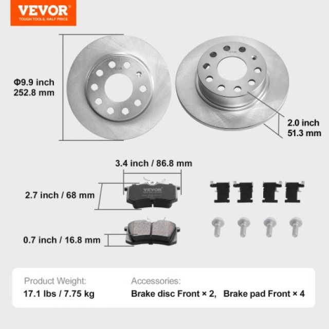 Σετ Πίσω Φρένων VEVOR για Audi A3(8P)  QCCCPTZAUDIAAMA19V0