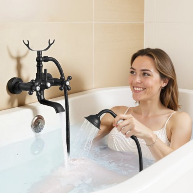 VEVOR Μαύρη Ματ Αναμεικτική Μπαταρία Μπανιέρας Τύπου Clawfoot με Ρυ...