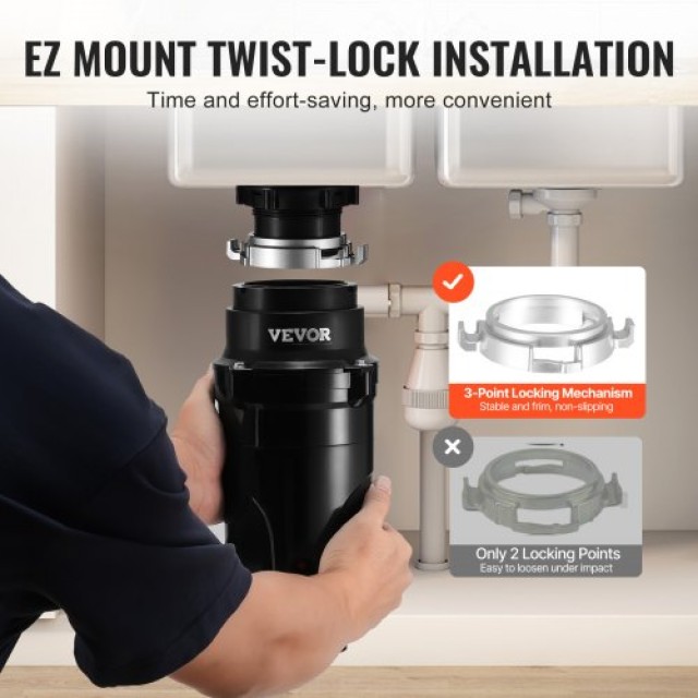 VEVOR  Απορριμματοφάγος 1/2 HP 3820 RPM EZ Connect  GDLJCLQ12HPZ5NZ...