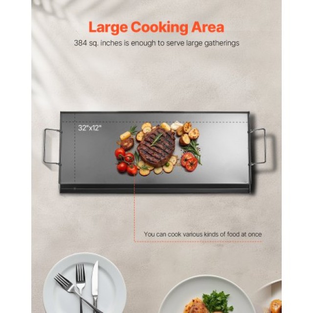 VEVOR Επίπεδη Σχάρα 32x14 Carbon Steel BBQ Grill Pan DCJPTG3214INVT...