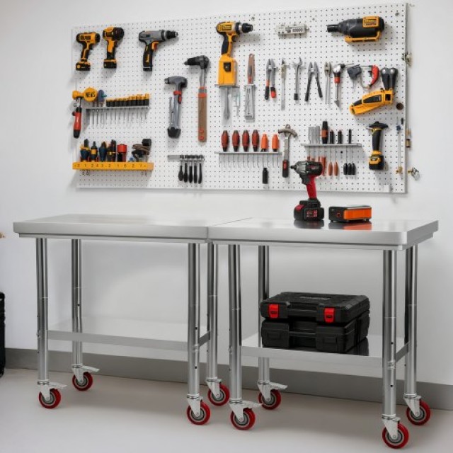 VEVOR Επιτραπέζιο Ανοξείδωτο Τραπέζι για Προετοιμασία Τροφίμων 90 x...