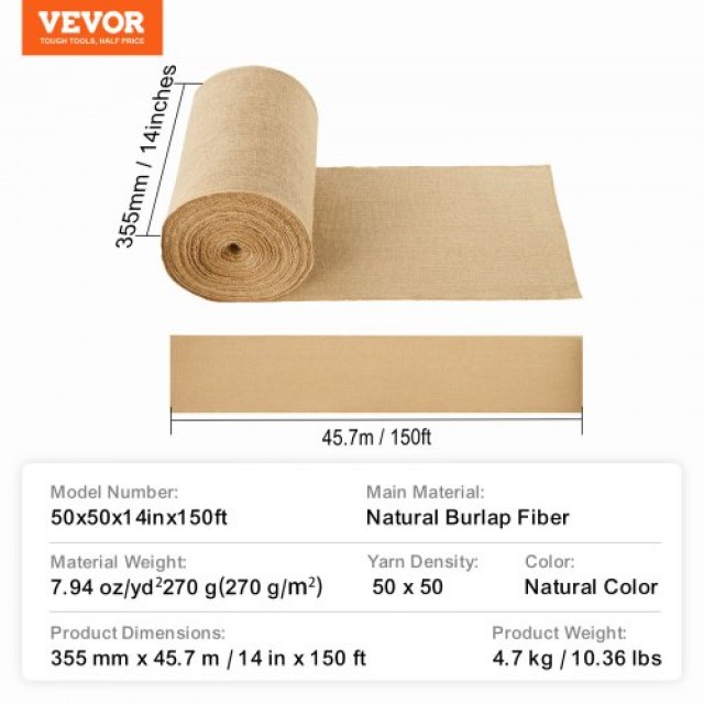 VEVOR  Ρολό Υφάσματος Λινάτσας 14x150 για Χειροτεχνίες & Φυτά CMBJ14INCHES3MBHIV0