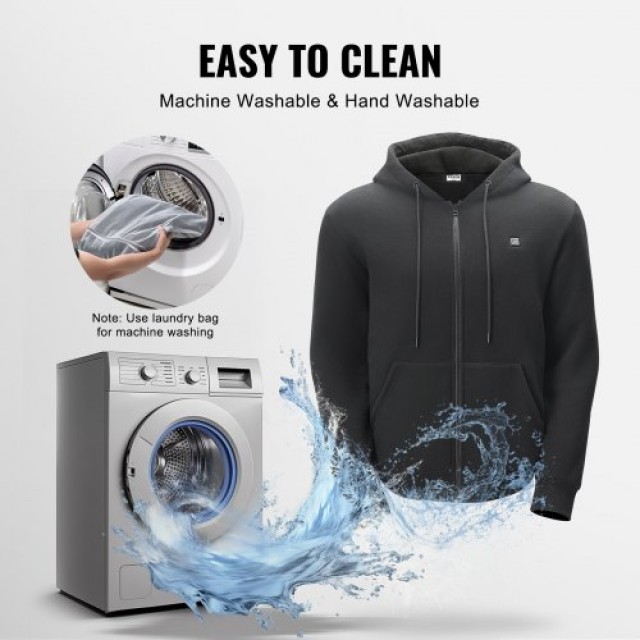 VEVOR  Θερμαινόμενο Φούτερ με Φερμουάρ Unisex με Μπαταρία για Άνδρες & Γυναίκες L Μαύρο JRWYLLSHSDDCA6CK5V9