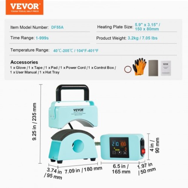 Μίνι Πρέσα Καπέλων VEVOR 5.9x3.15 Πράσινη  BXSKMJMINIKMFO40OV2