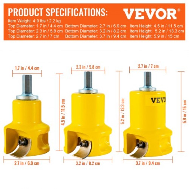 VEVOR Κόφτης Καρφιών, 1/25.4mm, 1.5/38mm, 2/50.8mm, Αλουμίνιο & Ατσάλι, Διπλές Καμπύλες Λεπίδες, Σετ για DIY Έπιπλα από Κορμούς  KSZYCHYCY11526C91V0