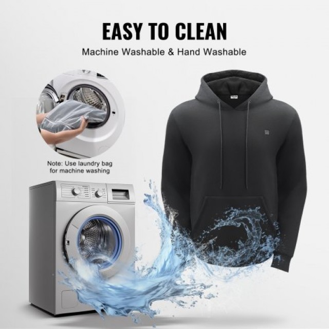 VEVOR Θερμαινόμενο Φούτερ Unisex με Μπαταρία για Άνδρες & Γυναίκες, Μέγεθος M, Μαύρο JRWYTTSHSDDC0VASSV9