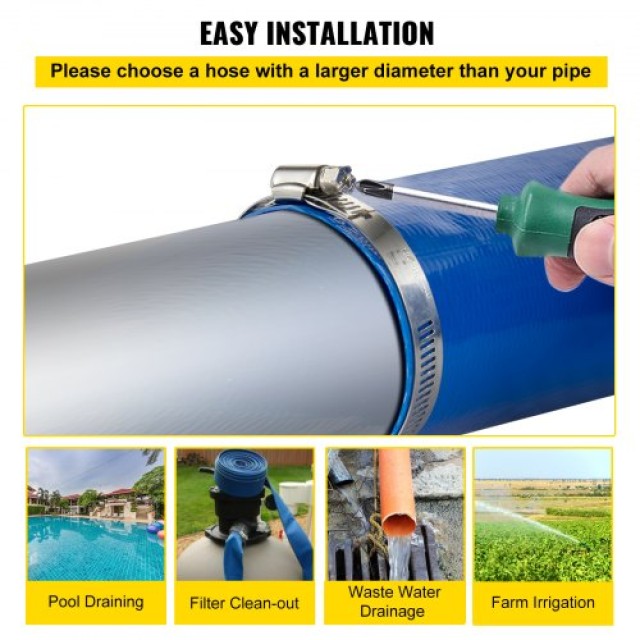 VEVOR Σωλήνας Εκκένωσης, 4 x 105, PVC Εύκαμπτος Σωλήνας, Ανθεκτικός, Μπλε  YCFC4X100PVC2V96ZV0
