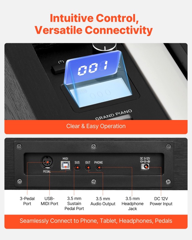 VEVOR 88 Πλήκτρα Πλήρως Βαθμονομημένα Ψηφιακό Πιάνο με Έπιπλο Βάση ... VEVOR 88 Πλήκτρα Πλήρως Βαθμονομημένα Ψηφιακό Πιάνο με Έπιπλο Βάση ...