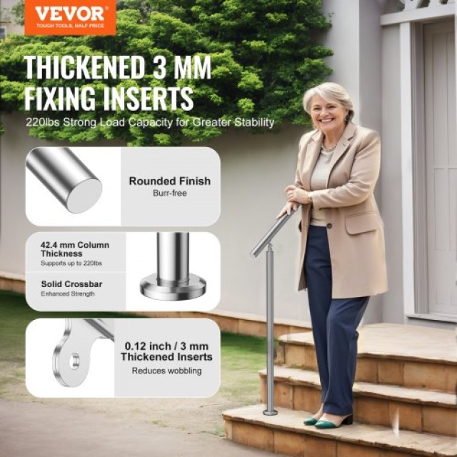 VEVOR  Κουπαστές 100cm για Εξωτερικά Σκαλοπάτια, Βεράντα, Κατάλληλο για Ηλικιωμένους BXGSLZFS100CSMB9RV0