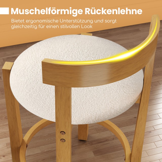 Costway Σετ 2 Ξύλινα Μπαρ Σκαμπό με Πλάτη & Υποπόδιο Υψος Καθίσματο...