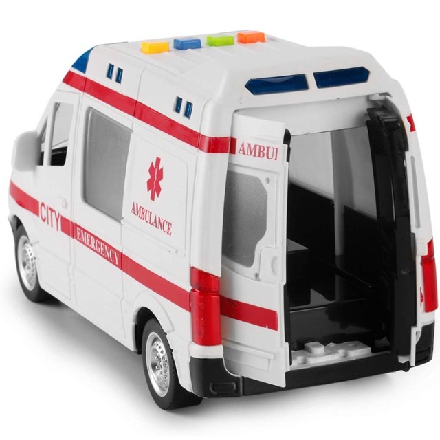 BAKAJI  Παιδικό Παιχνίδι Ασθενοφόρο με Κίνηση Τριβής Σειρήνα Φώτα και Ήχους  02814250