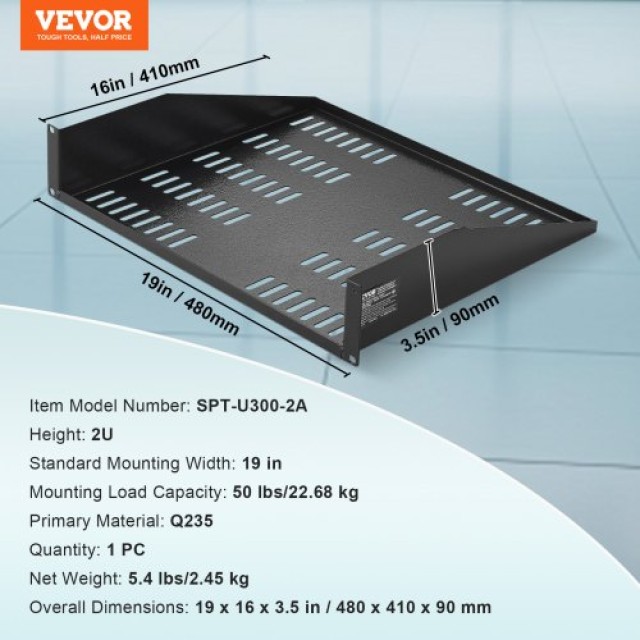 Ράφι Σερβερ VEVOR 2U 16/406mm Διάτρητο για Rack  FWQJJGB2U16Y33AWQV0
