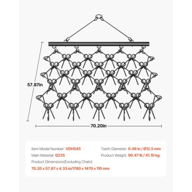 VEVOR Σύρσιμο Δισκοσβάρνας 5.8 x 4.8 ft Αλυσίδα Δισκοσβάρνας ATV Γκαζόν για Εξομάλυνση Τοπίου LP545FTGDK00K6HARV0