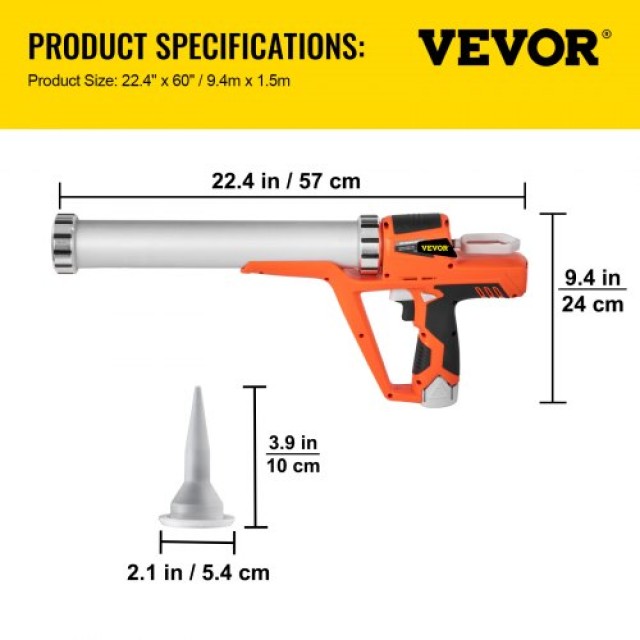 Ηλεκτρικό Πιστόλι Σιλικόνης VEVOR 10/20oz με 5 Μύτες  DOCLGYJQ12VZASWE3V2