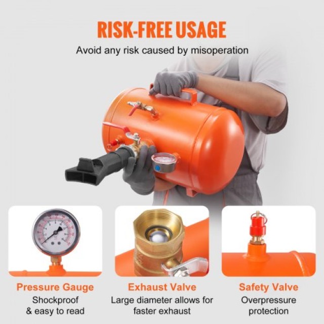 VEVOR Φουσκωτής Ελαστικών 5L με Μανόμετρο, 145 PSI για Αυτοκίνητα &...