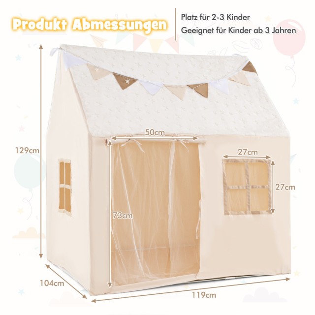 Costway Παιδική Σκηνή Εσωτερικού Χώρου 119 x 104 x 129 cm  με Φωτει...