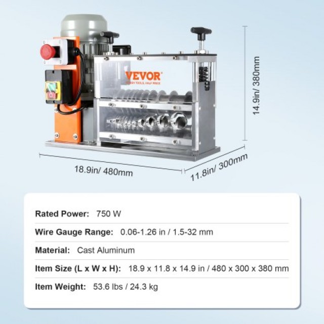 Αυτόματη Μηχανή Απογύμνωσης Καλωδίων VEVOR, 750 W, 10 Κανάλια  B750W101538MMFDI9V2