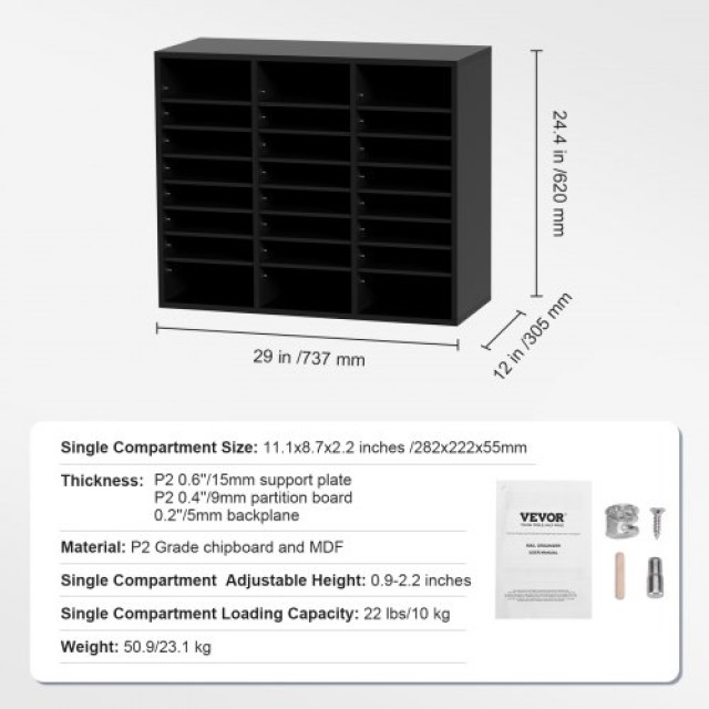 Οργανωτής Εγγράφων VEVOR, 24 Θέσεις, Μαύρο  MZWJZLFPJBH243C54V0