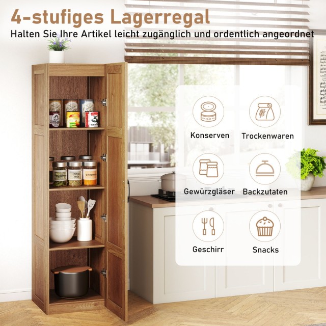 Costway Υψηλή Ελεύθερη Ξύλινη Ντουλάπα 150 cm με 4 Ράφια και Πόρτα ... Costway Υψηλή Ελεύθερη Ξύλινη Ντουλάπα 150 cm με 4 Ράφια και Πόρτα ...